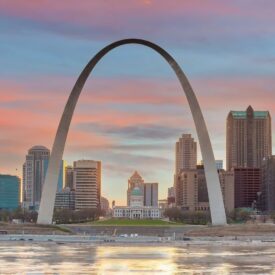 Downtown St. Louis city skyline, cityscape of Missouri in USA