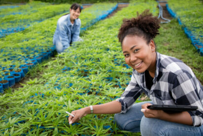 Diversity of gardener woman with tablet for check quality of can